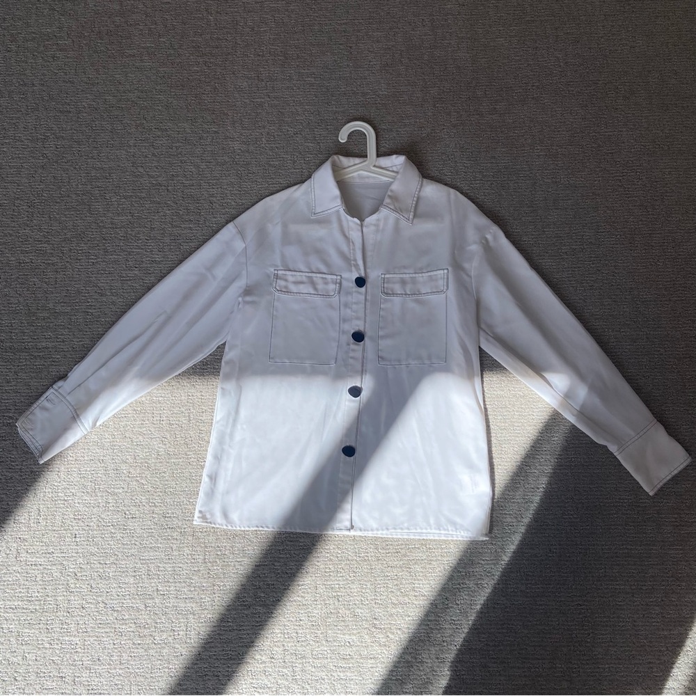 Women’s White Oversized Button-Up Shirt